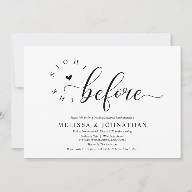 Convite Na Noite Anterior, Janta De Ensaio De Casamento (Frente)