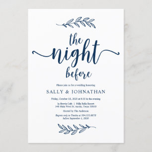 Convite Na noite anterior, Janto de ensaio azul Marinho