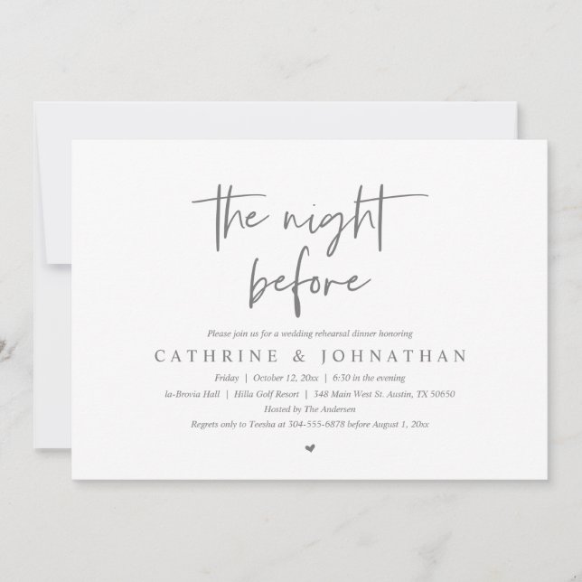 Convite Na noite anterior, Janto de ensaio de casamento (Frente)