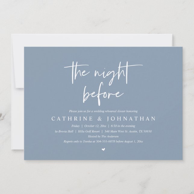 Convite Na noite anterior, Janto de ensaio de casamento (Frente)