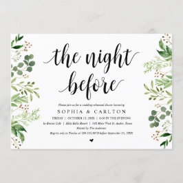 Convite Na Noite Anterior, Verdura, Jantar de Rehearsal