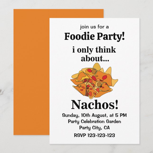 Convite Nachos Comida Em Que Eu Só Penso Em Nachos (Frente/Verso)