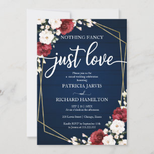 Convite Nada Chique Apenas Amor Casamento Burgundy Geométr