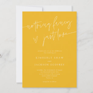 Convite Nada de Fantasia Apenas Amor Casamento Amarelo