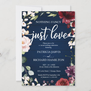 Convite Nada de Fantasia, Apenas Amor Casamento Azul Marin