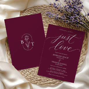 Convite Nada de Fantasia, Apenas Amor Casamento Borgonha S