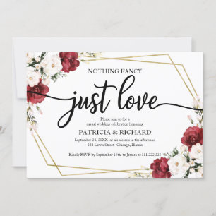 Convite Nada de Fantasia, Apenas Amor Casamento Burgundy G