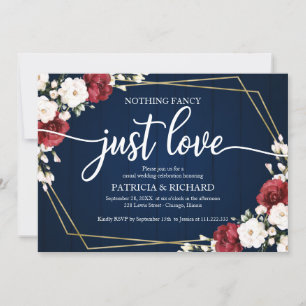 Convite Nada de Fantasia, Apenas Amor Casamento Burgundy G
