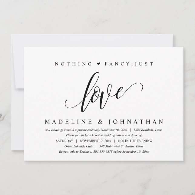 Convite Nada de Fantasia, Apenas Amor Festa Felizes para S (Frente)