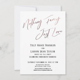 Convite Nada de Fantasia, Apenas Amor Rosa Dourado Simples