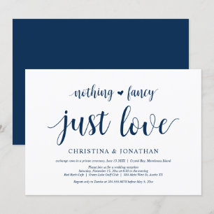 Convite Nada de Luxo, Apenas Amor, Azul Marinho, Casamento