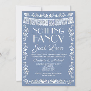 Convite Nada de Luxo, Apenas Amor Casamento Azul Empoeirad