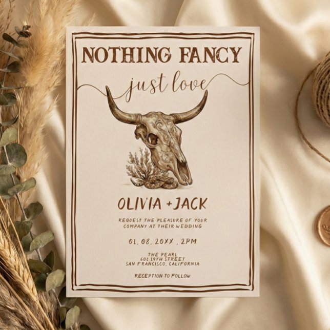 Convite Nada de Luxo, Apenas Amor Casamento Crânio de Vaca (Criador carregado)