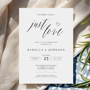Convite Nada de Luxo, Apenas Amor Casamento Minimalista Ca