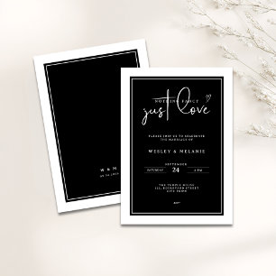 Convite Nada de Luxo, Apenas Amor Casamento Preto Elegante