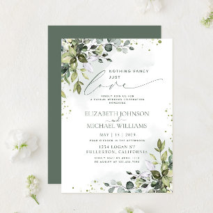 Convite Nada de Luxo, Apenas Amor Casamento Verde Eucalipt