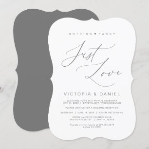 Convite Nada de Luxo, Apenas Amor, Cinza Escuro, Casamento