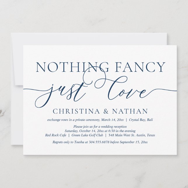 Convite Nada de Luxo, Apenas Amor, Festa de Elopamento de  (Frente)