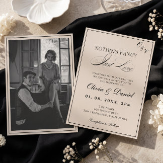 Convite Nada de Luxo, Apenas Amor Foto Casamento Antiga Fo