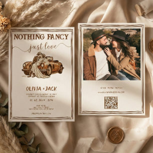 Convite Nada de Luxo, Apenas Amor Foto Código QR Casamento