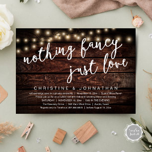 Convite Nada de Luxo, Apenas Amor Jantar de Casamento Rúst