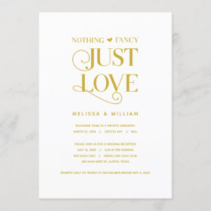 Convite Nada de Luxo, Apenas Amor, Ouro Elegante, Casament