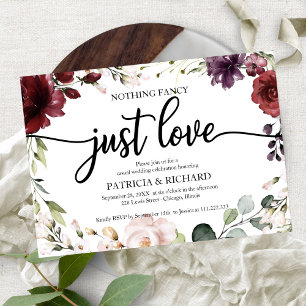 Convite Nada de Luxo, Apenas Amor Recepção de Casamento Bu
