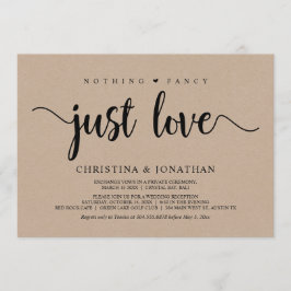 Convite Nada de luxo, apenas amor, rústico kraft, fuga