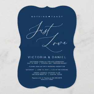 Convite Nada de Luxo, Só Amor, Azul Marinho, Casamento às
