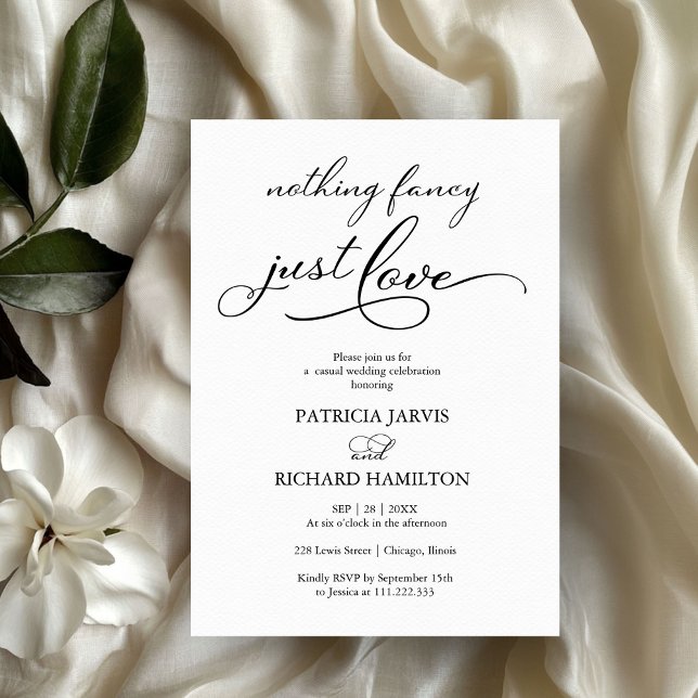 Convite Nada de Luxo, Só Amor Casamento Informal (Criador carregado)