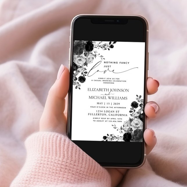 Convite Nada De Rico Adoro Casamento De Flores Negras (Criador carregado)