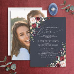 Convite Nada De Rico Apenas Adora Burgundy Blush Blue Phot<br><div class="desc">Crie o convite perfeito para um casamento casual, ou celebração de recepção pós-elopemento, com este floral moderno, moderno, vermelho-burgundy e branco, com tipografia de guião escrita com letra de mão, sobre um fundo azul-marinho. Design apresenta a sua foto favorita na parte traseira da placa. Entre em contato com o designer...</div>