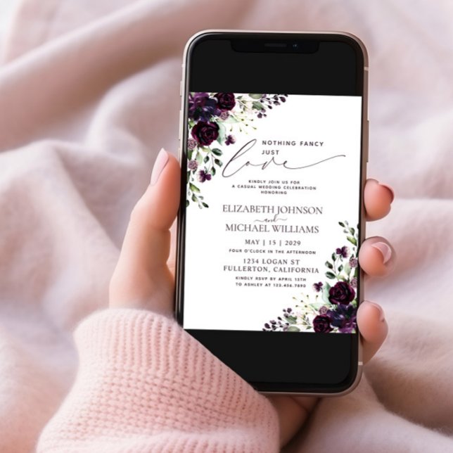 Convite Nada De Rico Apenas Adora Casamento Casual Roxo (Criador carregado)