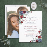 Convite Nada De Rico Apenas Adora Foto Casual Azul Borgonh<br><div class="desc">Crie o convite perfeito para um casamento casual, ou celebração de recepção pós-elopemento, com esta moderna, moderna, moderna e empoeirada floral azul-burgundy, com tipografia de guião escrita com letra de mão. A parte traseira da placa apresenta sua foto favorita do noivado. Entre em contato com o designer para produtos correspondentes....</div>