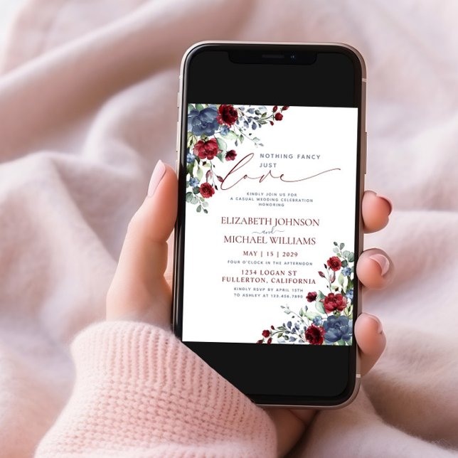 Convite Nada De Rico Apenas Adora Foto Casual Azul Borgonh (Criador carregado)