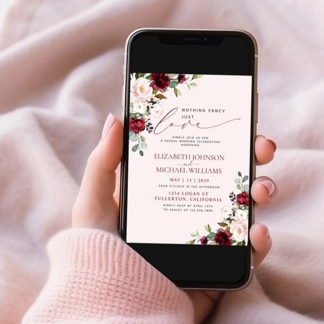 Convite Nada De Rico Apenas Adora Foto De Blush Burgundy (Criador carregado)