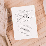 Convite Nada De Rico Apenas Adora O Casamento Da Tipografi<br><div class="desc">Um cartão de modelo de convite para casamento da tipografia moderna,  com um roteiro escrito à mão que diz "nada de rico é amor" a preto num fundo branco. Design simples e minimalista.</div>