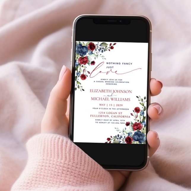 Convite Nada de Rico Apenas Ama Marinho Azul Borgonha (Criador carregado)