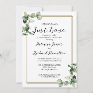 Convite Nada de Rico Dourado Frame Greenery Casamento