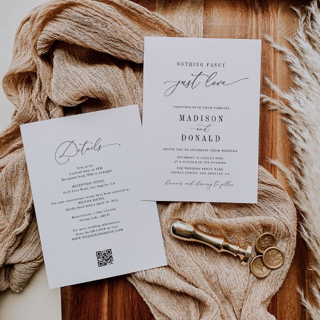 Convite nada de rico só ama casamento preto e branco (Criador carregado)