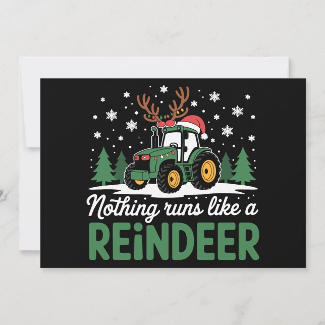 Convite Nada funciona como um trator de Natal de rena (Frente)