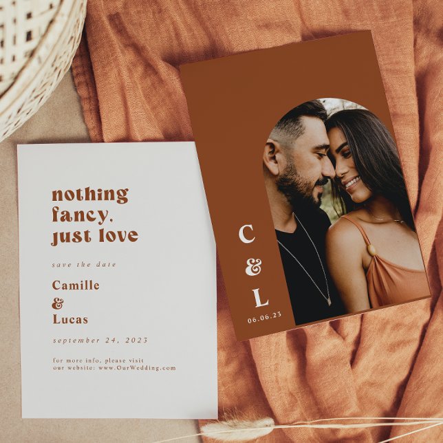 Convite Nada Retro Elegante apenas amor salvar a data (Criador carregado)