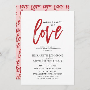 Convite Nada Rico Adora Casamento Casual Rosa E Vermelho