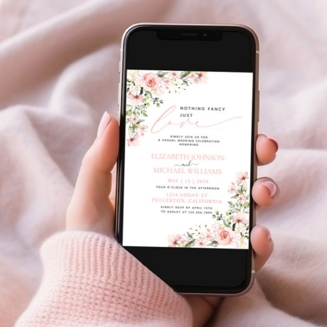 Convite Nada Rico Adora Casamento Floral Rosa (Criador carregado)