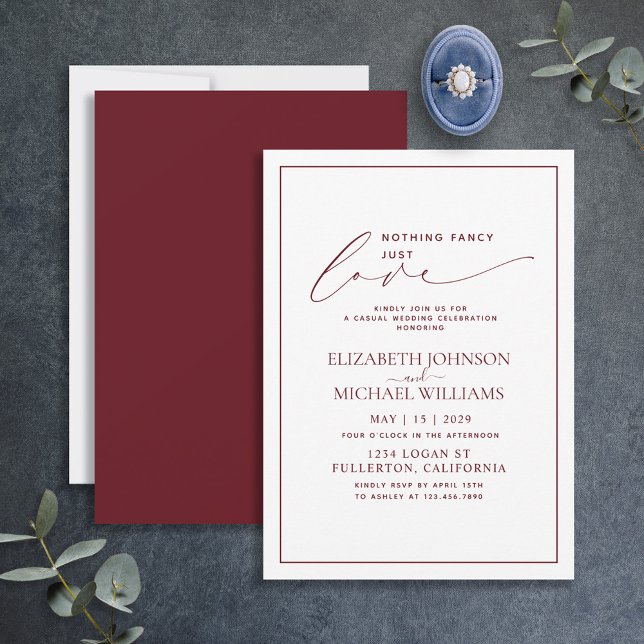 Convite Nada sofisticado, apenas amor Burgundy Casamento C (Criador carregado)