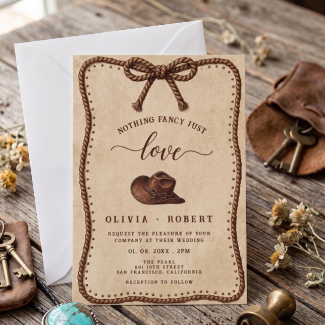 Convite Nada sofisticado, apenas amor Casamento Western Co (Criador carregado)