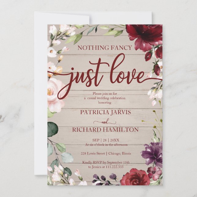 Convite Nada sofisticado, apenas amor de casamento rústico (Frente)
