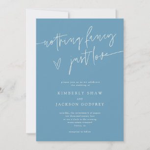 Convite Nada sofisticado, apenas amor Denim Azul Casamento