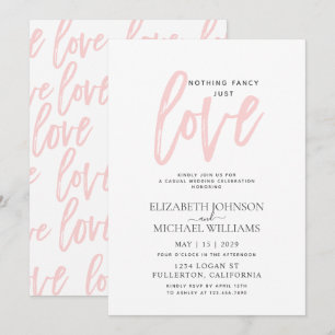 Convite Nada sofisticado, apenas amor Rosa Casamento Casua