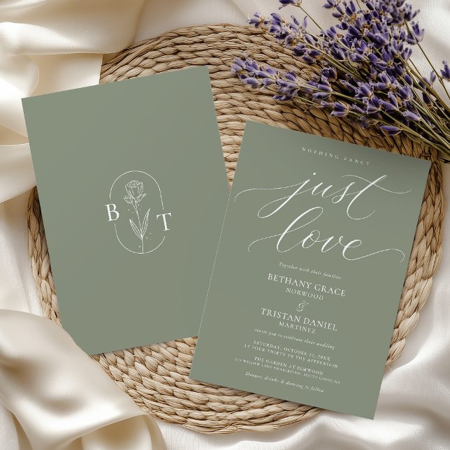 Convite Nada sofisticado, apenas amor Sage Green Casamento (Criador carregado)